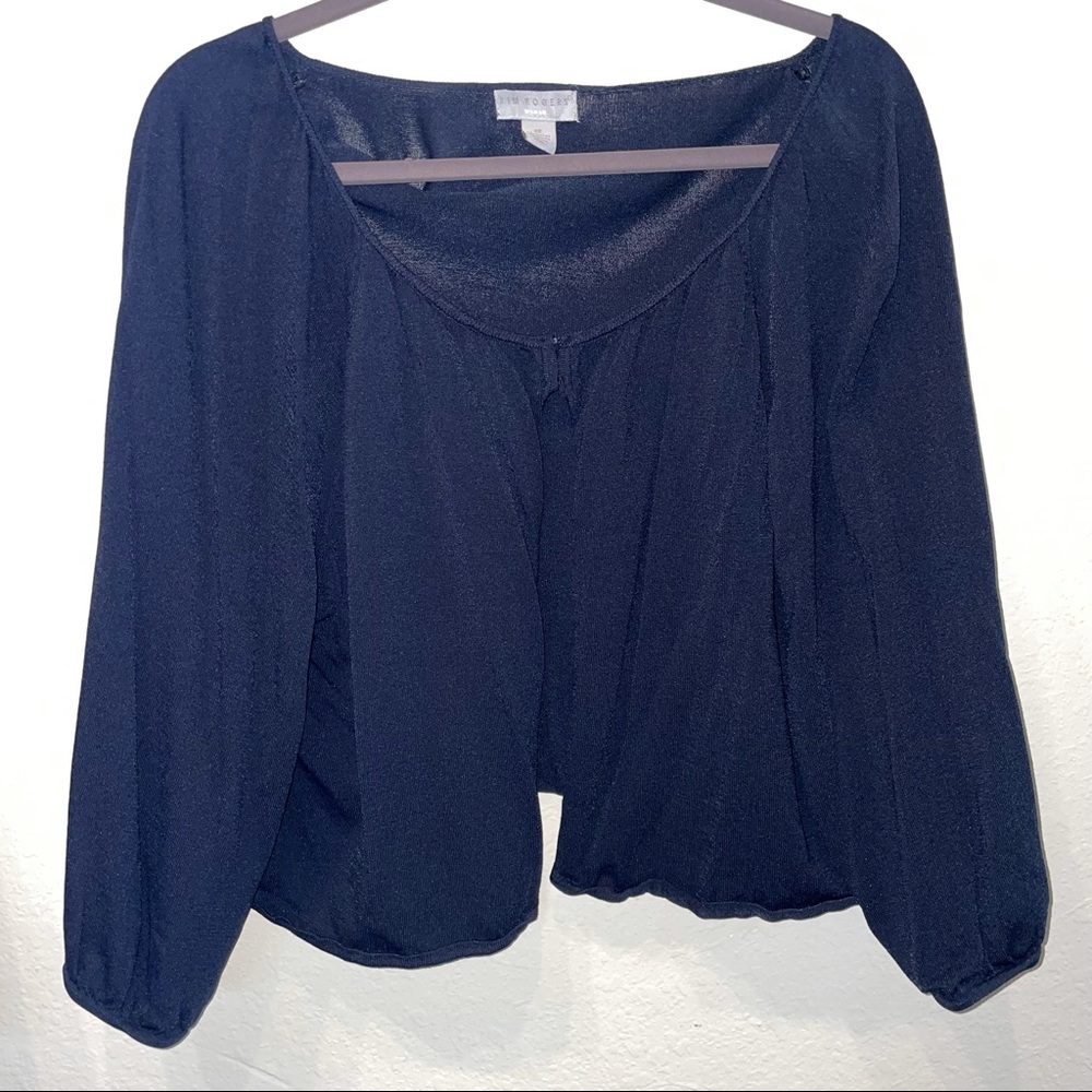 KIM ROGERS. black lightweight cropped cardigan